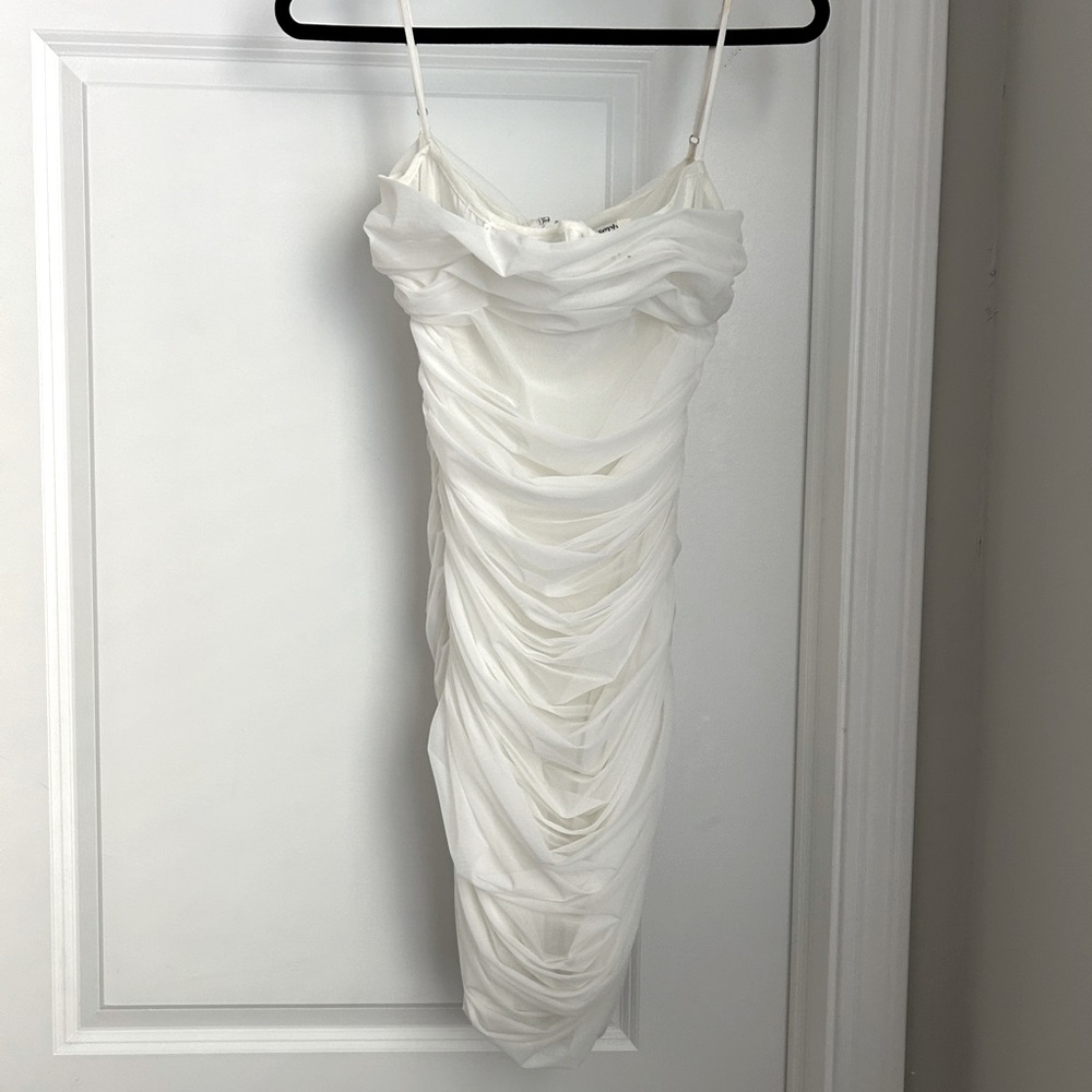 White Ruched House of CB Midi Dress